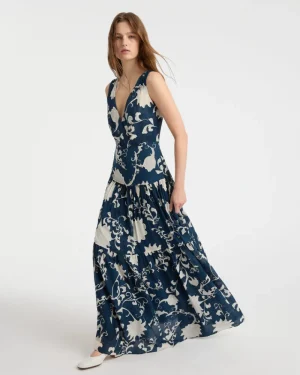Dresses | Emporio Sirenuse Antheia Dress in Flower Screen Print Blue