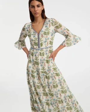 Dresses | Emporio Sirenuse Bella Dress in Persian Botanic Print Ivory