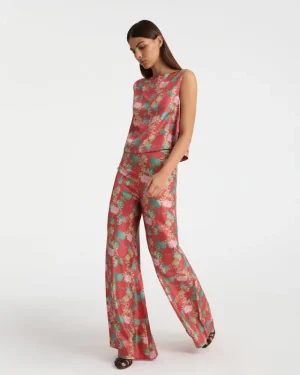 Matching Sets | Shorts & Pants | Emporio Sirenuse Blair Trousers in Dragonfly Print Burgundy