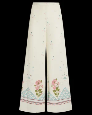 Matching Sets | Shorts & Pants | Emporio Sirenuse Blair Trousers in Indian Rose Print White