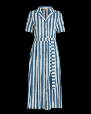 Dresses | Emporio Sirenuse Claudia Dress in Ikat Stripes Print Blue