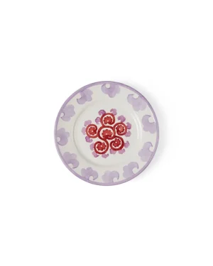Suzani | Dessert Plates | Emporio Sirenuse Flower Dessert Plate WhitePurple
