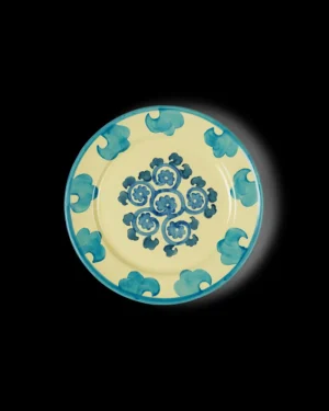 Suzani | Dinner Plates | Emporio Sirenuse Flower Dinner Plate YellowTurquoise
