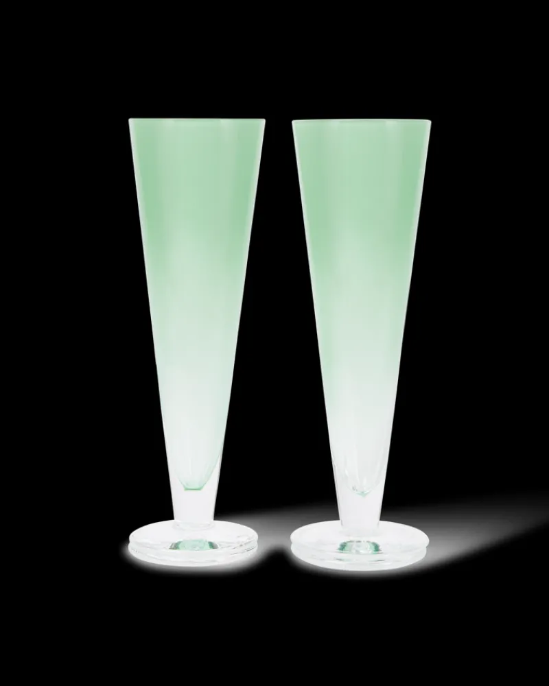 Flutes | Emporio Sirenuse Gradient Champagne Flute Set of 2 Green