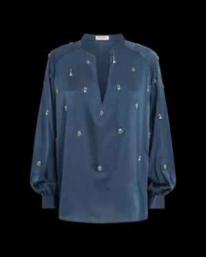 Blouses & Tops | Emporio Sirenuse Ilizia Blouse with Embroidery Beads MidnightBlue