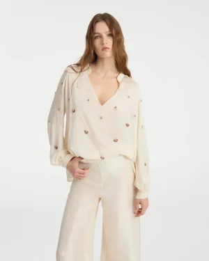 Blouses & Tops | Emporio Sirenuse Ilizia Blouse with Embroidery Beads Ivory
