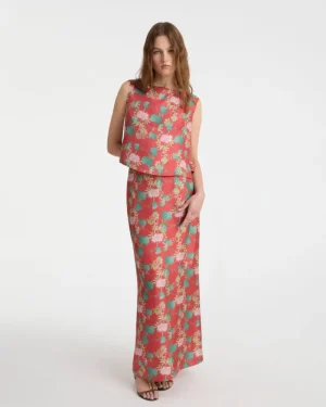 Matching Sets | Skirts | Emporio Sirenuse Laurelle Skirt in Dragonfly Print Burgundy