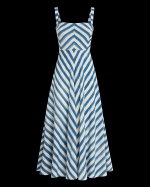 Dresses | Emporio Sirenuse Margherita Dress in Ikat Stripes Print Blue