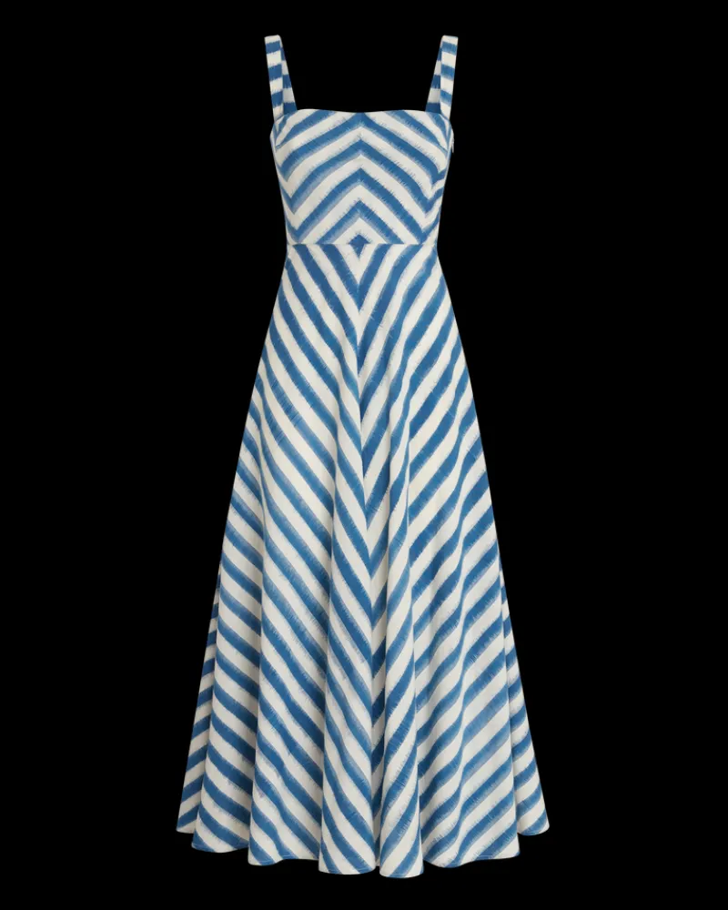 Dresses | Emporio Sirenuse Margherita Dress in Ikat Stripes Print Blue