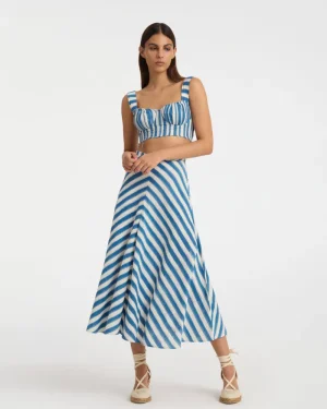 Matching Sets | Skirts | Emporio Sirenuse Marta Skirt in Ikat Stripes Print Blue