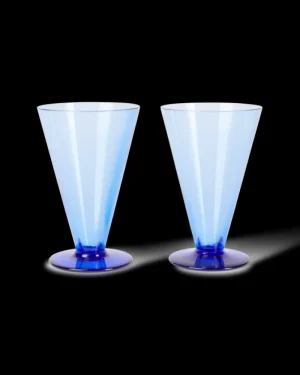 Stem Glasses | Emporio Sirenuse Small Coloured Stemmed Glass Set of 2 Blue