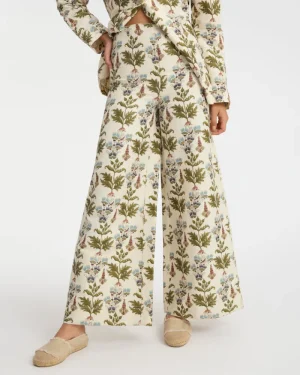 Matching Sets | Shorts & Pants | Emporio Sirenuse Stephan Trousers in Persian Botanic Print Ivory