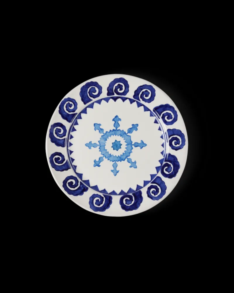Suzani | Dinner Plates | Emporio Sirenuse Sun Dinner Plate WhiteBlue