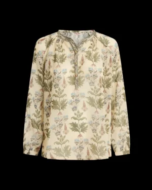 Blouses & Tops | Emporio Sirenuse Sunshirt in Shiny Persian Botanic Print Ivory