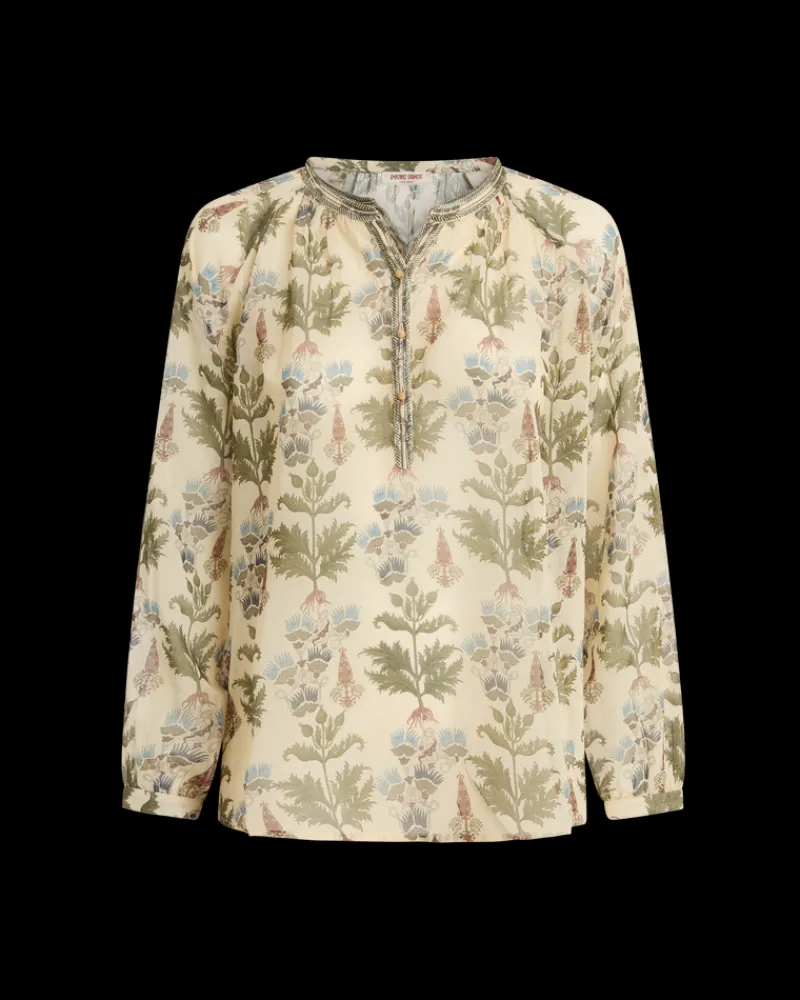 Blouses & Tops | Emporio Sirenuse Sunshirt in Shiny Persian Botanic Print Ivory