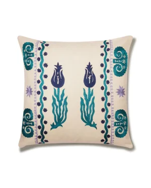 Pillow Cases | Emporio Sirenuse Tulip Cushion Cover Turquoise
